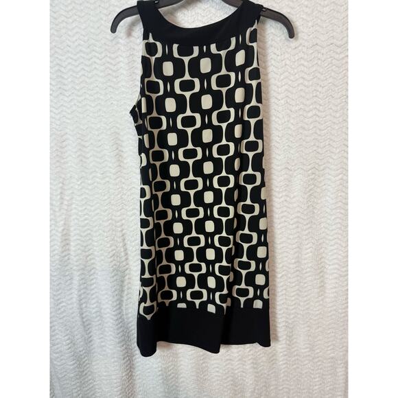 BN #6 Tiana B Black & Cream Geometric Print Dress – Size PM (Petite Medium) - Picture 2 of 4